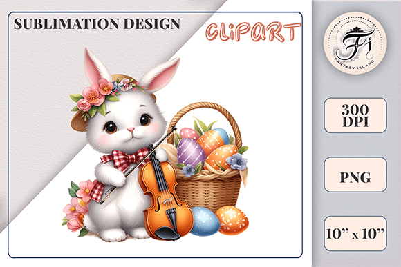 Download Cute Bunny and Easter Basket Clipart PNG - Premium Resources