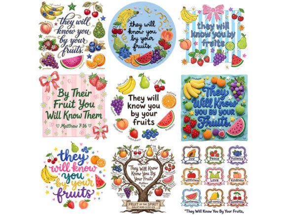 Download Faith Fruits Bible Tshirt Design Bundle - Shirt Collection