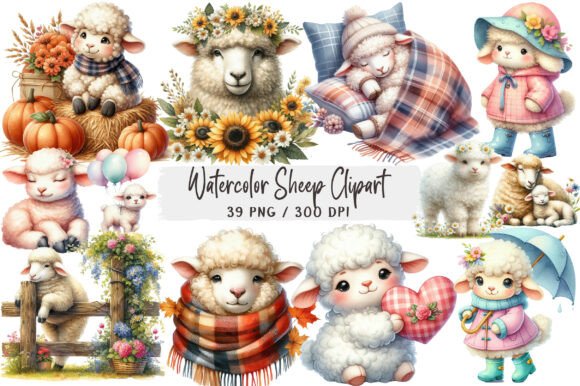 Download Watercolor Sheep Clipart - Watercolor sheep Collection