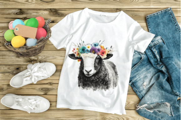 Download Watercolor Sheep and Flower Illustration - Watercolor sheep Collection